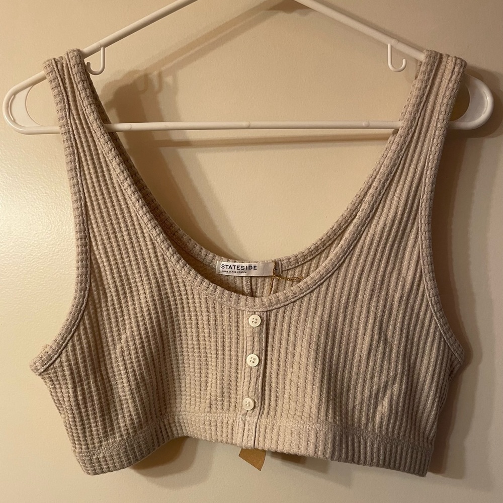 Stateside oatmeal thermal crop top
